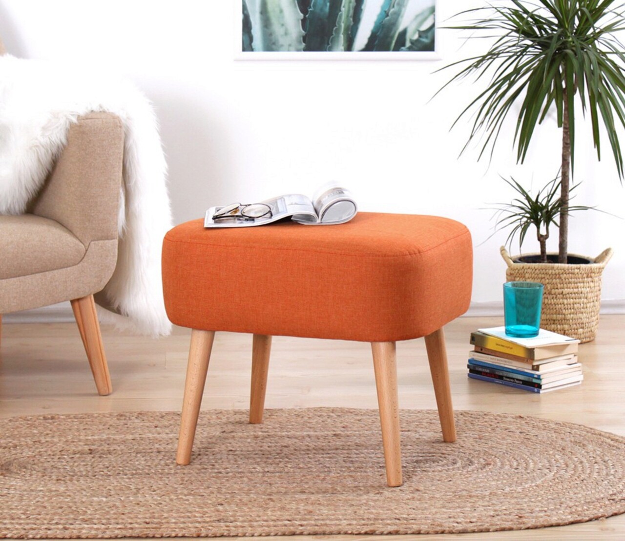 Taburet, Atelier del Sofa, 209FLF1128, Portocaliu - imagine 5